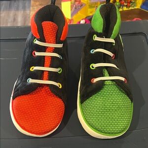 Vibrant Red and Green Kids Slippers